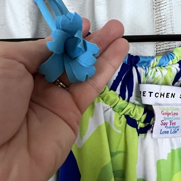 EUC Gretchen Scott Tassel Tie Sleeveless Dress In Blue And Green Size M - Picture 5 of 12